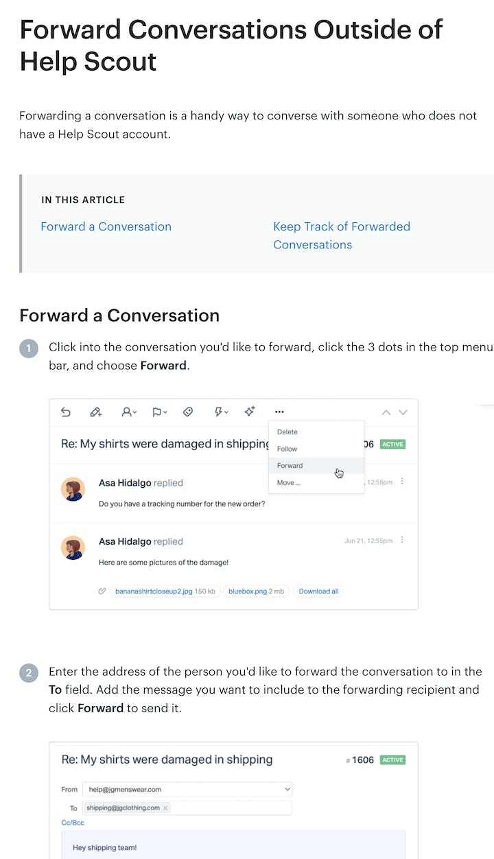 help scout docs forward conversations