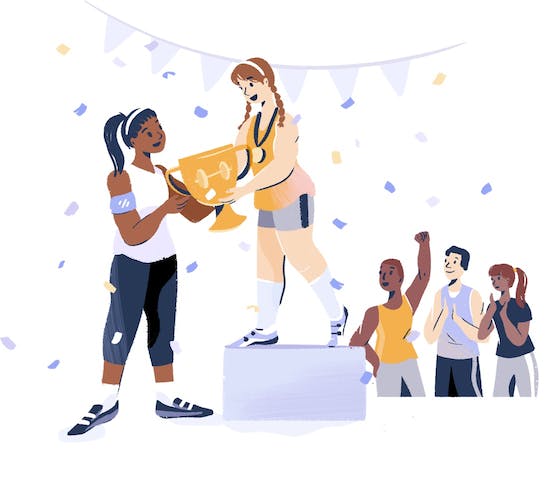 Illustration: Women holding a trophy