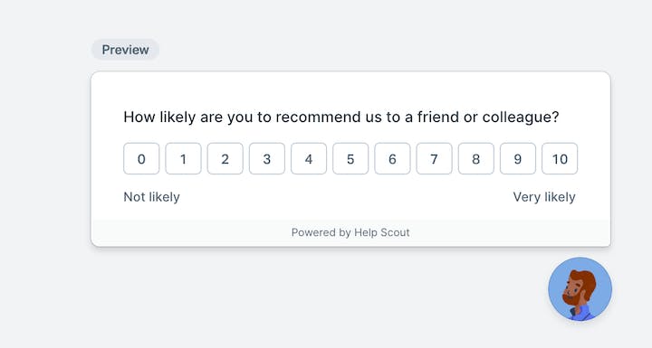 Help Scout Screenshot: NPS Survey Preview