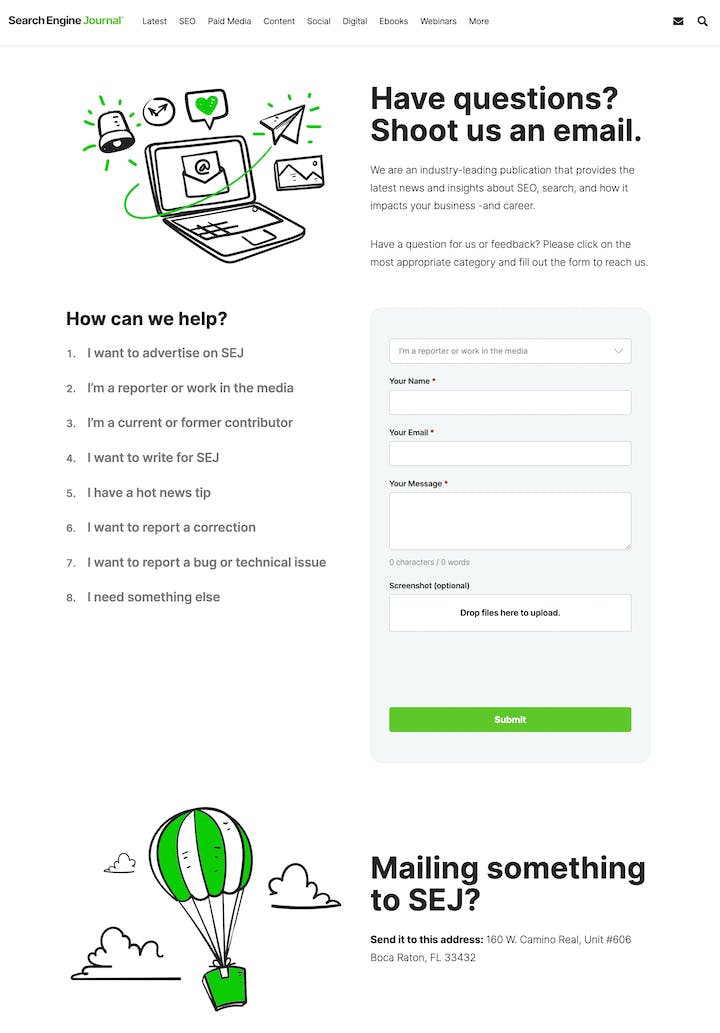 Contact Page: Search Engine Journal