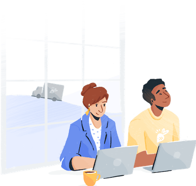 Illustration: coworking on laptops