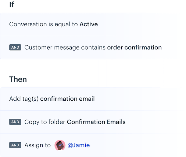 Using blocks to automate sorting email conversations based on content.